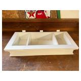 White wood slatwall shelf