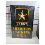 Army soldier, parking only sign