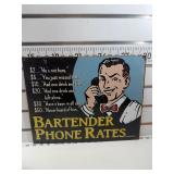 Bartender phone rates sign