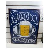 Alcohol is a solution sign