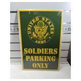 Army soldier, parking only sign