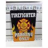 Firefighter parking only sign