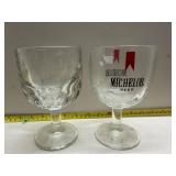 Clear and Michelob glass goblets
