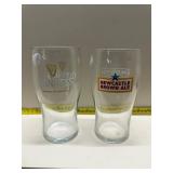 Guinness and Newcastle glasses