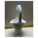 Westmoreland milk glass basket vase
