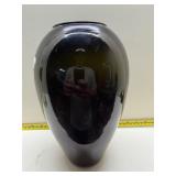 Black glass bubble vase