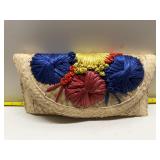 vintage raffia clutch purse