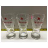 3 Budweiser king of beers glasses