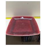 Square red dinner plate