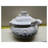vintage white ceramic or porcelain soup tureen