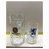 Lï¿½wenbrï¿½u Mï¿½nchner dimpled glass beer steins