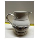 Longaberger Pottery pitcher Blue woven