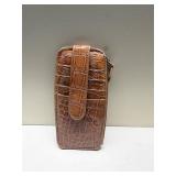 Tan stamped leather wallet