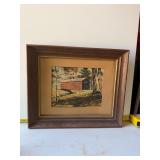 painting of a covered bridge
