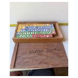Vintage number blocks in wood case