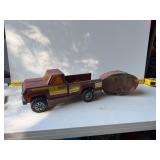 Red tonka with trailer