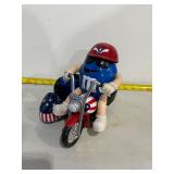 M&M man with sidecar motorcycle