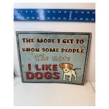 The more I like dogs metal Sign