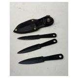 Group of throwing knives and sheath
