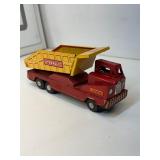 Vintage friction toy hydraulic dump truck