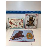 Metal teddy bear signs