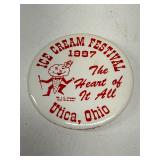 Utica, ice cream festival collectible buddy button