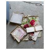 Vintage fabrics and book