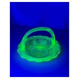 Vintage glass basket green 'vaseline' or uranium