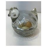 Anchor Hocking glass chicken lidded candy dish