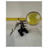 Helping hand tool with magnifying glass and clips