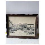 signed pen & ink drawing titled 'Granville, Ohio'
