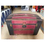 19th-century antique dome-topped steamer trunk