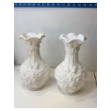 Pair white milk glass vase vintage Imperial Glass