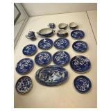 Made in occupied Japan blue willow tea set