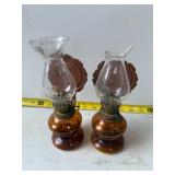Pair of Amber glass patio lamp with sconce hanger