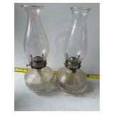Pair of vintage glass oil lamps