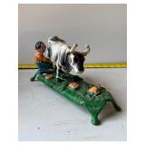 Milking cow mechanical coin bank