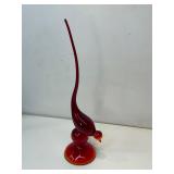 Viking Glass 'Epic' long-tail bird figurine ruby