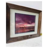 Framed Ocean pier artwork