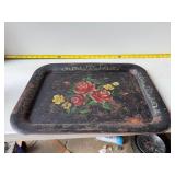 Black toleware metal tray