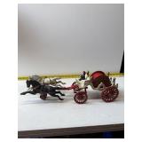 cast-iron horse-drawn fire wagon, red reel