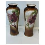 Pair of vintage Victorian-style milk glass vase