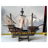 vintage wooden model ship