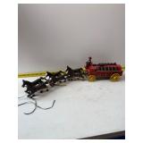 cast iron horse-drawn beer wagon