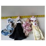 4 vintage porcelain dolls