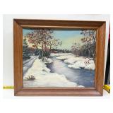 vintage oil painting, signed 'M. Searle,'