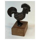 vintage bronze rooster replica of Mayan sculpture