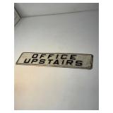 Embossed metal office upstairs sign