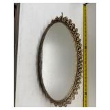 vintage oval filigree mirror tray