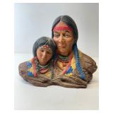 vintage ceramic bust Native American mother child